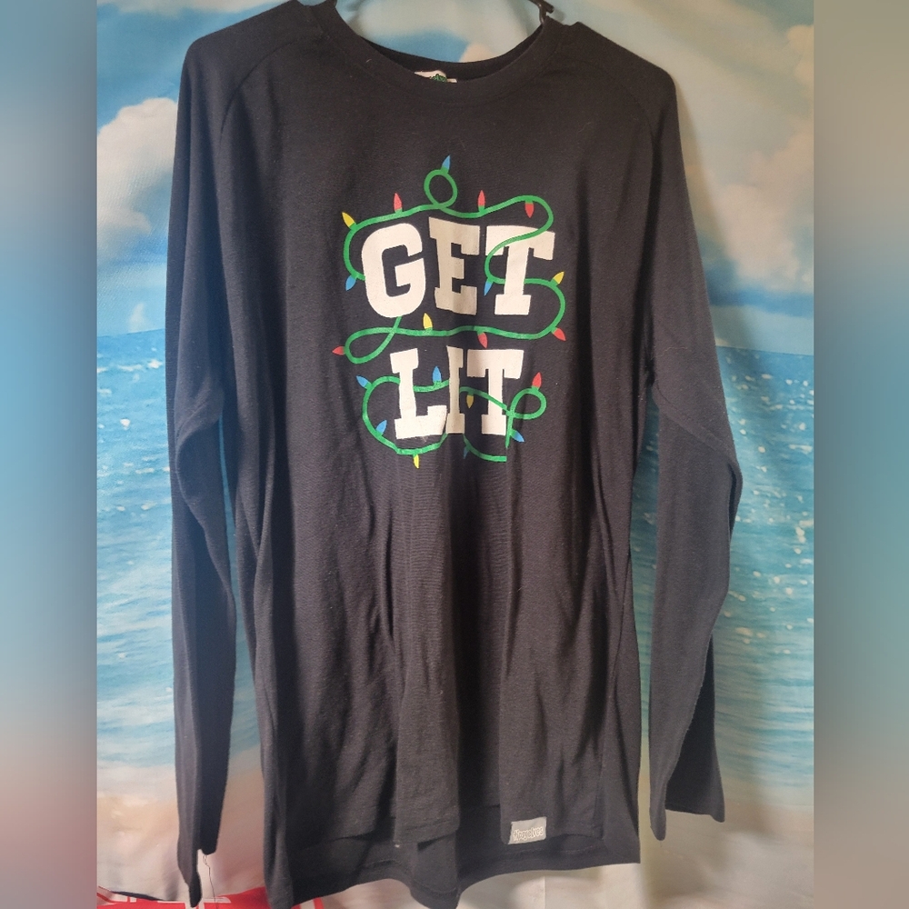 Tipsy Elves NWOT Long Sleeve Tshirt Christmas Get Lit Unisex Size‎ Large
